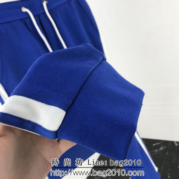 BALENCIAGA巴黎世家 18ss秋冬新款 字母小logo 純棉男款休閒褲 藍色 ydi1257